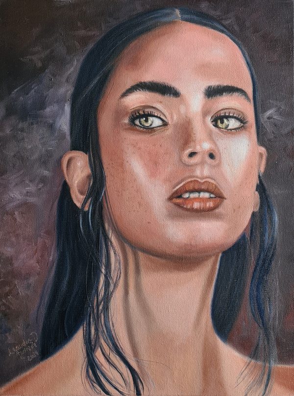 Estudo Óleo Sobre Tela - Rosto Feminino